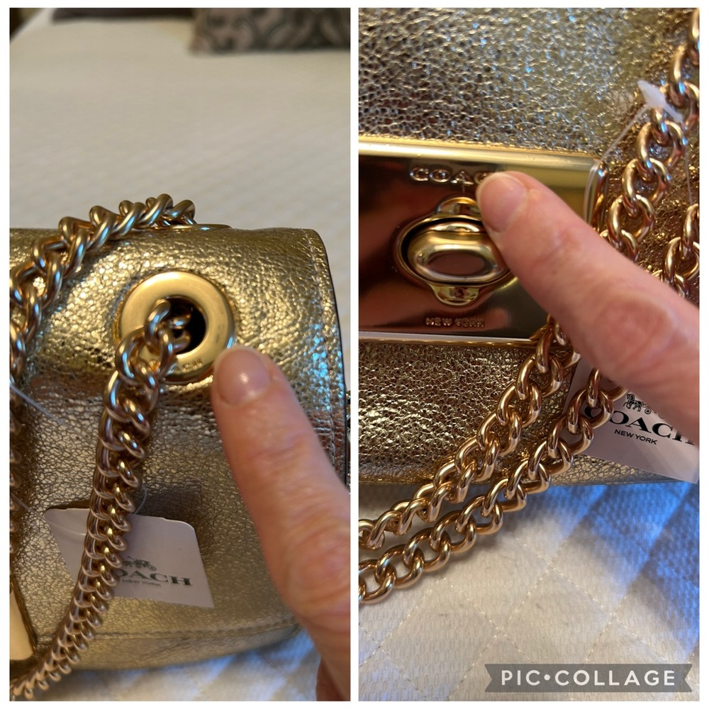 Coach Cassidy Crossbody/Shoulder Bag in Crinkle Metallic Gold - Picture 16 of 16